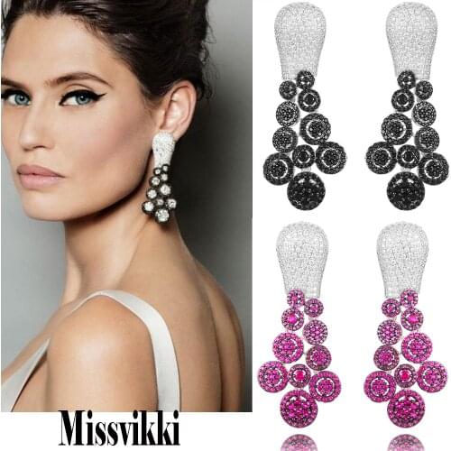 Missvikki Gorgeous Trendy Black Red Women Dangle Earrings Cubic Zircon Drop Earring For Women Wedding Party Accessories