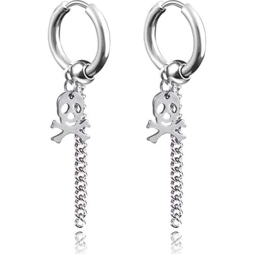 Skull earrings for men metal Ear clip Accessores earring men stainless steel drop earrings Gothi Steel gift for men jewelry 2021