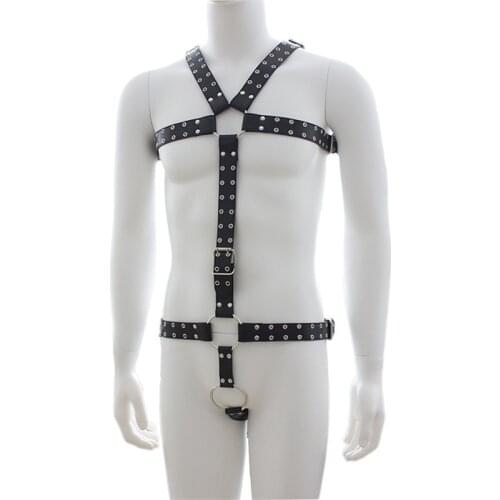 Men PU Leather Restrain Chest Strap Harness Hen Clubwear Costume Fancy Dress lingerie body chest harness