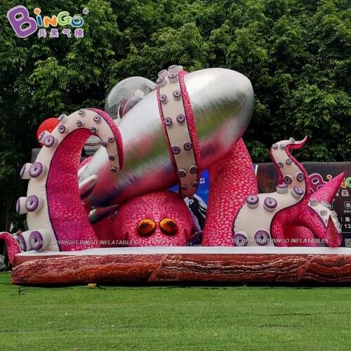 Customized 6.5X4.4X3.8 Meters Inflatable Octopus With Space Ship Balloon For Mall Decoration Toys - BG-O0370