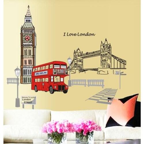I love London City Life Wall Sticker Living Room Bedroom Decoration Stikers Home Decor Decals Poster Mural