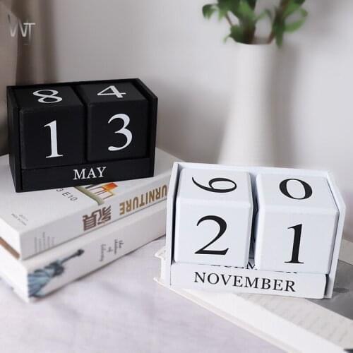 New Wooden Calendar Creative Home Decoration Ornaments Living Room Desktop Shop Bar Table Display Perpetual Calendar