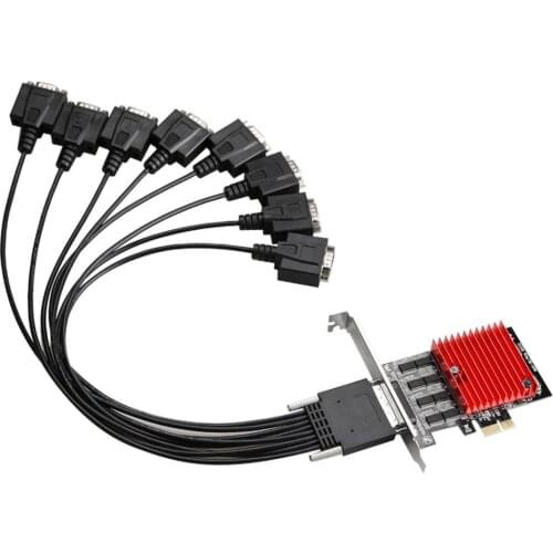 8 Port PCIE to DB9 RS232 Serial Port to PCIE Riser Card Serial Controller Card PCI-E Express Extension Card Converter Adapter