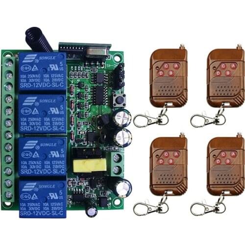 AC110V 220V 230V 4CH 4 CH Remote Control Switch RF Wireless Receiver Transmitter 315 / 433 MHz Toggle / Latched / Momentary