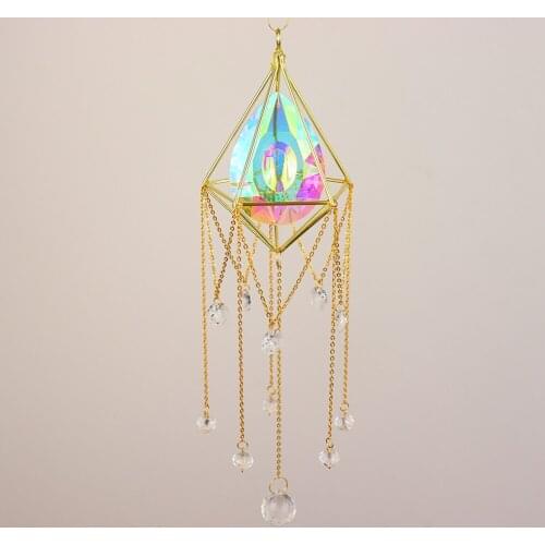 Rainbow Water Drop Pipa Crystal Prism Chandelier Rainbow Ornaments Home Decoration Lighting Home Crafts