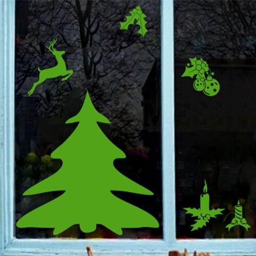 Christmas Tree Evergreen Bough Wall Stickers For Store Home Decor Diy Xmas Festival Window Decal Wall Vinyl Mural Art