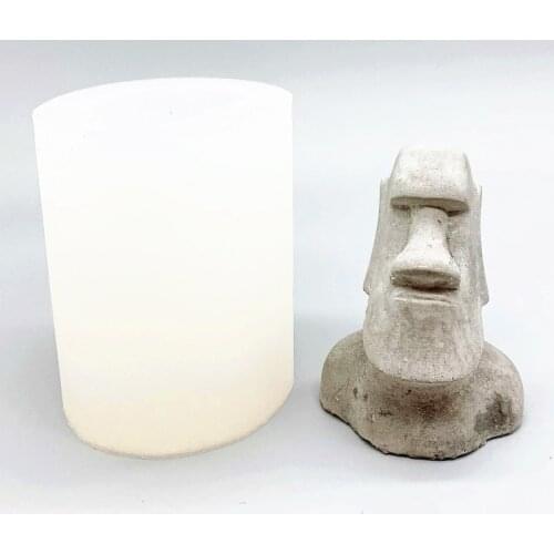 Candle Silicone Mold Easter Island Moai Statue Diy Concrete Moai Element Decoration Aromatherapy Plaster Mold Cake moulds