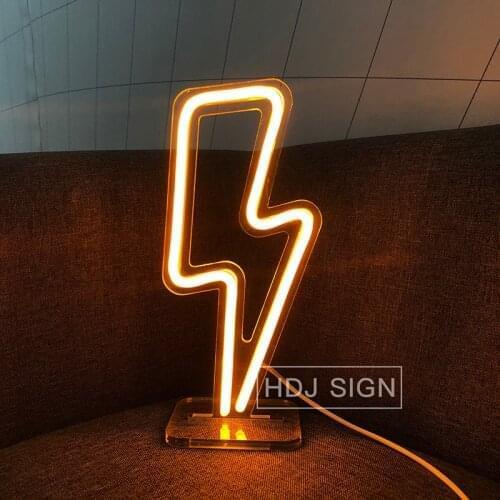 LED Neon Light USB Lightning Shape Indoor Halloween Bedroom Desk Decor Lamp Living Room Table Night Light Wall Decor