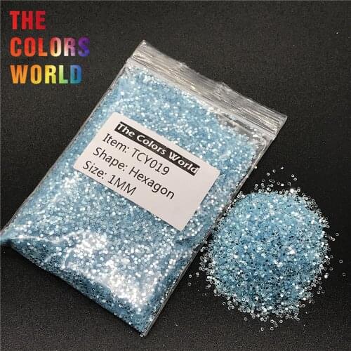 TCY019 Shinning Silver Blue Color Hexagon Shape Nail Glitter Nail Art Decoration Nail Gel Face Glitter Makeup Henna Handwork DIY