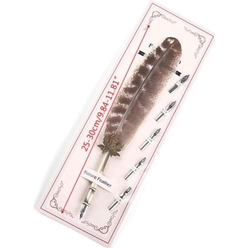 Vintage Feather Metal Pen Nibbed Dip Writing Ink Quill Pens Set for School Stationery Gifts Art Supplies P82A