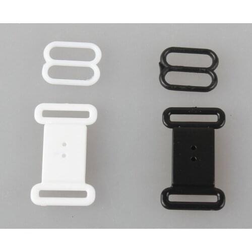 100 Sets Plastic Hardware Adjustable Tape Accessories Black Clasps & Hooks Eye Set Bow Tie Clip Bra Fastener Swimwear 1.2cm