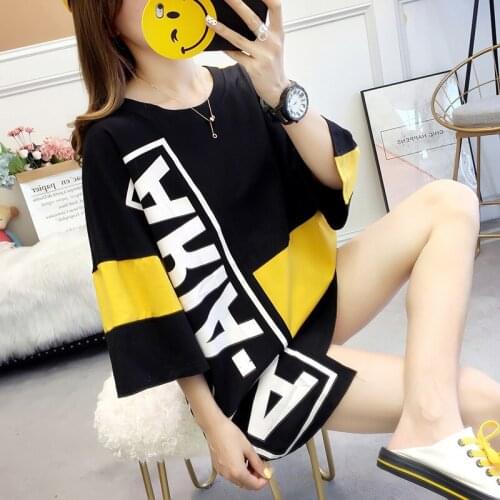 Summer New Korean Super Size 200kg Fat Short Sleeve T-shirt Womens Top Loose Student Sleeve Fashion Women Clothes