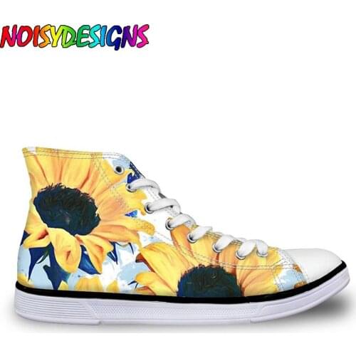 NOISYDESIGNS Womens Shoes Casual Shoes Sunflower Print High Top Sneakers Woman Vulcanize Shoes Teen Boys Zapatos Hombre