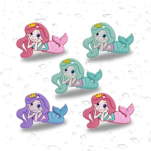 Kovict 1pcs Baby Silicone Teether Cartoons Mermaid Teether DIY Pacifier Chain Jewelry Accessories Chewable Nursing Baby Toys