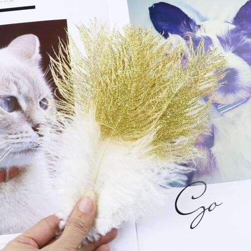 6-8inch Glitter Gold White Ostrich Feather DIY Jewelry Accessory feathers for Crafts Wedding Party Decoration Plume 10Pcs