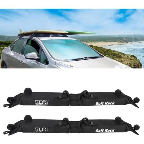 2 Pieces Universal Foldable Car Roof Racks Top Luggage Carrier PVC Car Surf Long Roof Rack Pads Soft Rack Surfboard 125*18*7cm