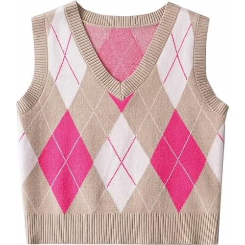 2021 diamond Plaid vest knitted vest woolen V-neck pullover dlsy1868