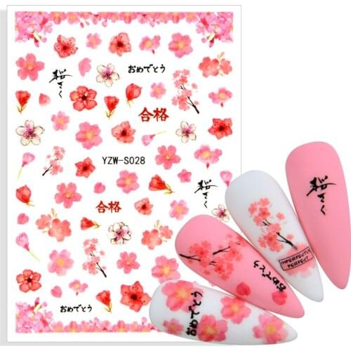 3D Cherry Blossom Nails Art Manicure Back Glue Decal Decorations Design Nail Sticker For Nails Tips Beauty