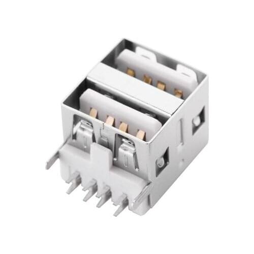 5pcs/lot USB A Type Female Socket Connector Horizontal Flat White 2to1 Set for Data Connection Interface Charging Length 11.5mm