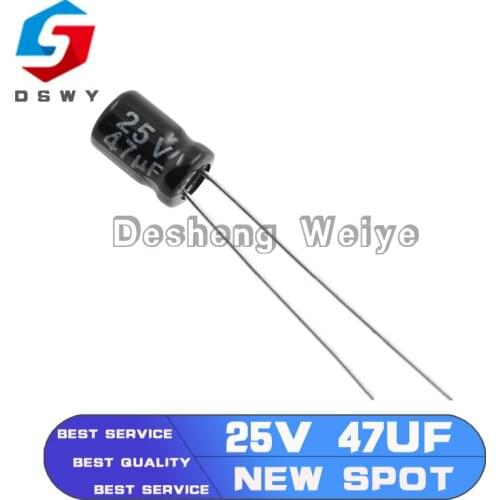 50 Piezas Alta Calidad 25V47UF 5*7MM 47 UF 25 V 5*7 Condensador Electrolítico 5*11MM