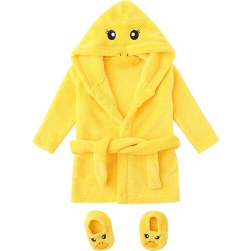 ARLONEET Infant Flannel warm nightgown bathrobe Boys Girls Cartoon Flannel Bathrobes Hoodie Sleepwear+Footwear Outfits 0-1years