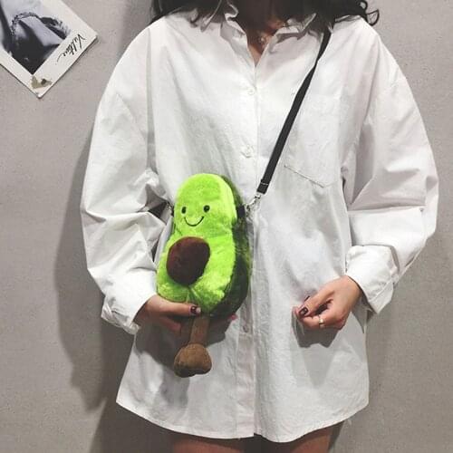 Avocado Cartoon Lovely Style Plush Cute Stuffed Kawaii Fruit Toys Stuffed Baby Shoulder Bag Toys Birthday Surprises Gifts