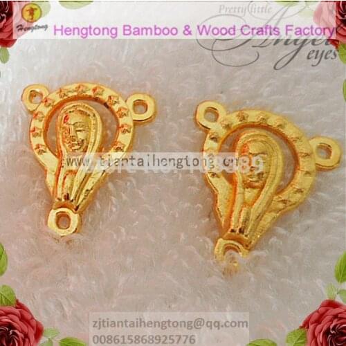 Free shipping 100pcs/lot cheap golden color metal virgin mary rosary centerpiece16x19mm rosary centerpieces,centre piece