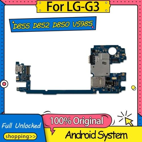 Free shipping,Unlocked For LG G3 Motherboard D855 D852 D851 D850 VS985 LS990 Replacement Mainboard With Chips Android System
