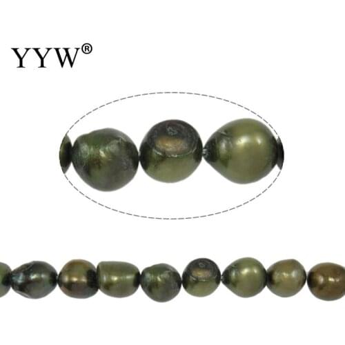 Wholesale Pearls Cultured Baroque Freshwater Pearl Beads Green Grade A 9-11mm 0.8mm 15 Inch Jewelry Making Diy Necklace Bracelet