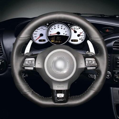 Black Artificial Leather Car Steering Wheel Cover for Volkswagen Golf 6 GTI MK6 VW Polo GTI Scirocco R Passat CC R-Line