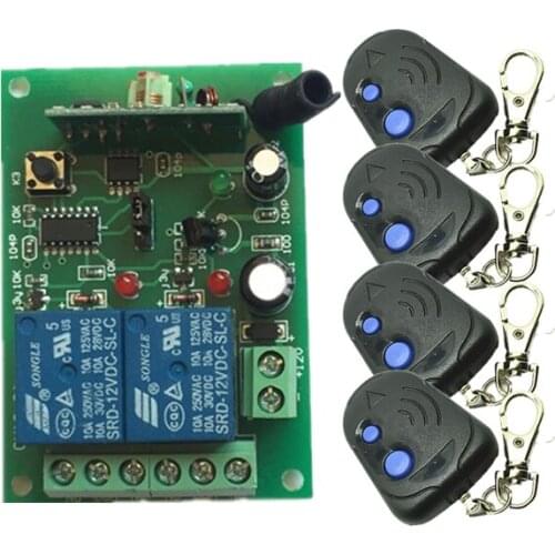 DC 12V 2CH Radio Frequency RF wireless remote control switch system receiver board & transmitter controller Learning Code