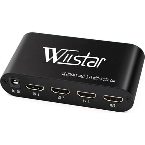 HDMI Switcher Splitter 3 x 1 1.4V 4K@30Hz with Audio Extractor Optical Toslink 3.5mm Audio Output for HDTV Monitor