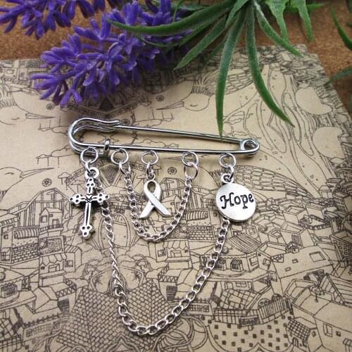Hope Cancer Ribbon Awareness Brooch