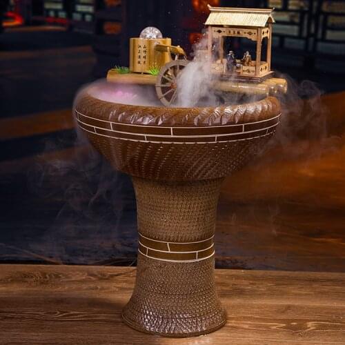 Ceramic water floor ornaments Home Furnishing Fengshui round fountain waterscape Zhaocai ceramic aquarium atomization humidifier