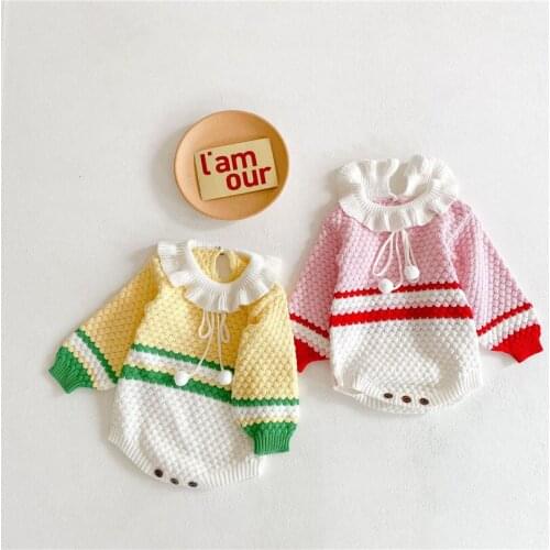 Newborn Knitted Baby Clothes Winter Baby Girls Romper Long Sleeve Infant Boys Jumpsuit Toddler Romper For Girls Sweater Outfits