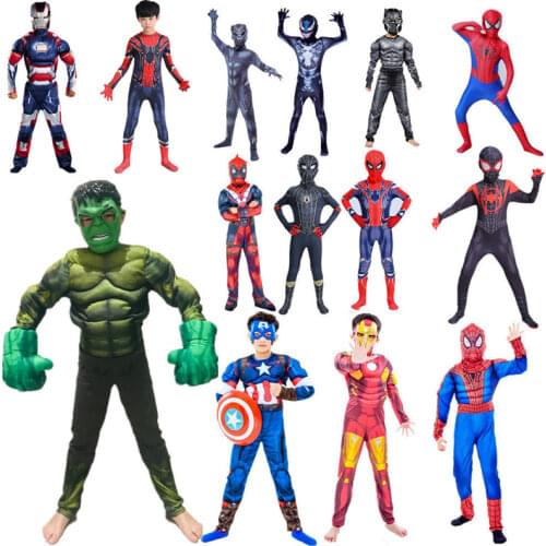Boy Iron Man Costume Marvel Armor Warrior Jumpsuit Kids Halloween Superhero Cosplay Mask Set