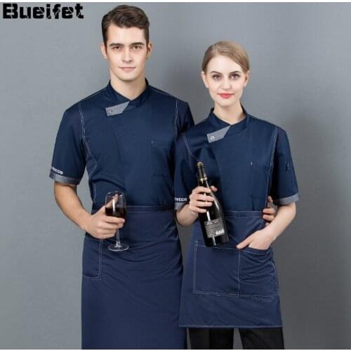 Kitchen Western Restaurant Chef Uniform Cafe Kitchen Chef Jacket Hotel Food Service Cooking Outfit Short Sleeve Waiter Uniform