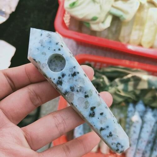 Quartz point pipe Natural balmatin Crystal Wand Pipe with filter healing tobacco