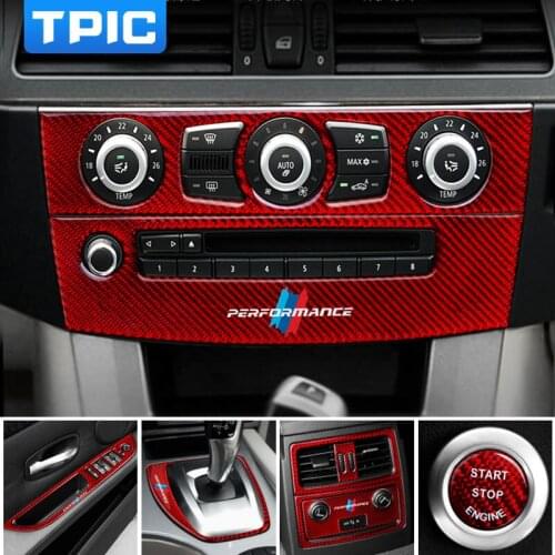 Car Interior Decoration Carbon Fiber Stickers Car Center Console CD Panel Cover Trim For BMW E60 5 series 2004-2010 accessaries
