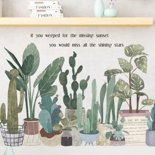 Nordic Style Wall Stickers Fleshy Potted Bedroom Skirting Line Door Wall Decoration Painting Self Adhesive Wallpaper
