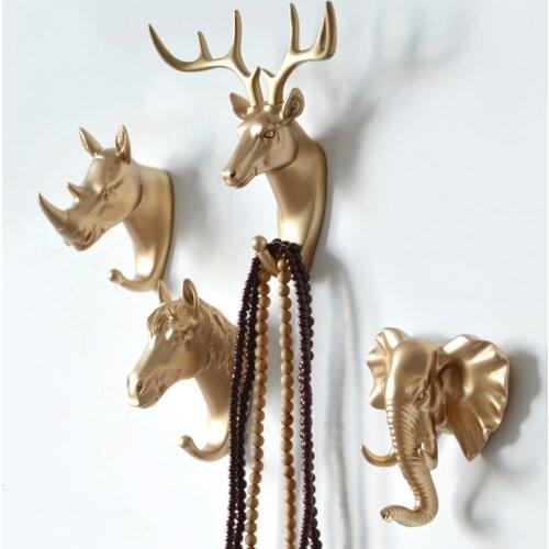 Deer Head wall hook Animal Non-marking Self Adhesive Clothing Coat Cap Display Racks Home Decoration Wall Storage key hanger