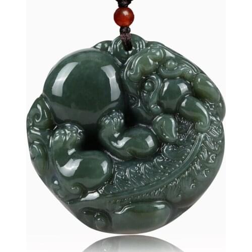 Natural He tian Jade Pi xiu Jade Pendant Jewelry Lucky Exorcise evil spirits Auspicious Amulet Jade Pendant Fine Jewelry