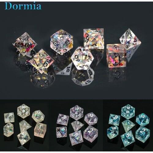 Delicate Handmade Colorful Sharp Edge and Beautiful Dice Set 7pcs/set D4-D20 with DND RPG Gift Boardgames