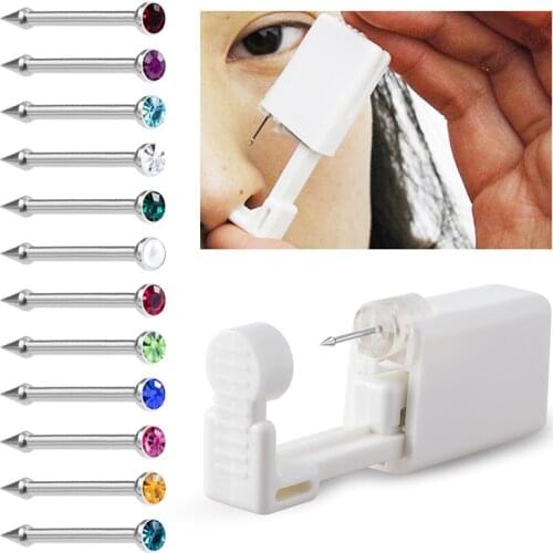 1 Unit Disposable Safe Sterile Piercing Unit For Gem Nose Studs Piercing Gun Piercer Tool Machine Kit Earring Stud Body Jewelry