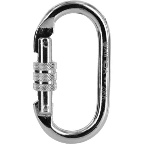 Professional Mountaineering Climbing Carabiner Rescue Steel Screw Lock 25KN or 2500kg Silver Safety Rock Climbing Accessories