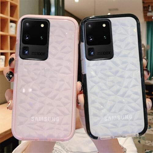 Transparent Diamond Pattern Phone Case For Samsung S21 S20 S10 S9 S8 Plus A51 A71 A31 A50 A21S Note 20 10 Soft TPU Back Cover