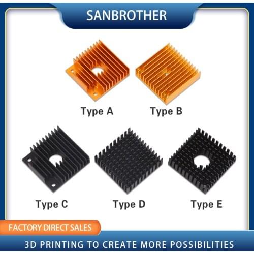 3D Printer Aluminum Motor Heatsink Black Gold Radiator 40 x 40 x 10mm for 42 stepper motor MK7/MK8 Extruder Heat Sink