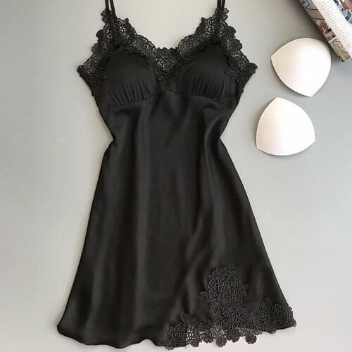 Sexy Lace Lingerie Women Sleepwear Lace Chemise Satin Slip Silk Robe Babydoll Nightgown Kimono Bathrobe Gown Casual Home Clothes