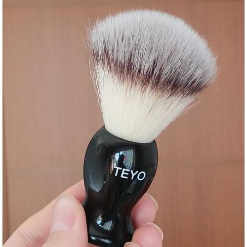 TEYO Synthetic Fiber Shaving Brush of Black Resin Handle Perfect for Man Wet Shave Cream Safety Double Edge Razor Beard Tool