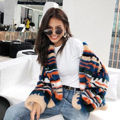 Natural Fur Coat Women Winter Real Mink Fur Jackets Warm THickening Outwear Top Quality abrigos de mujer 1838 MF413